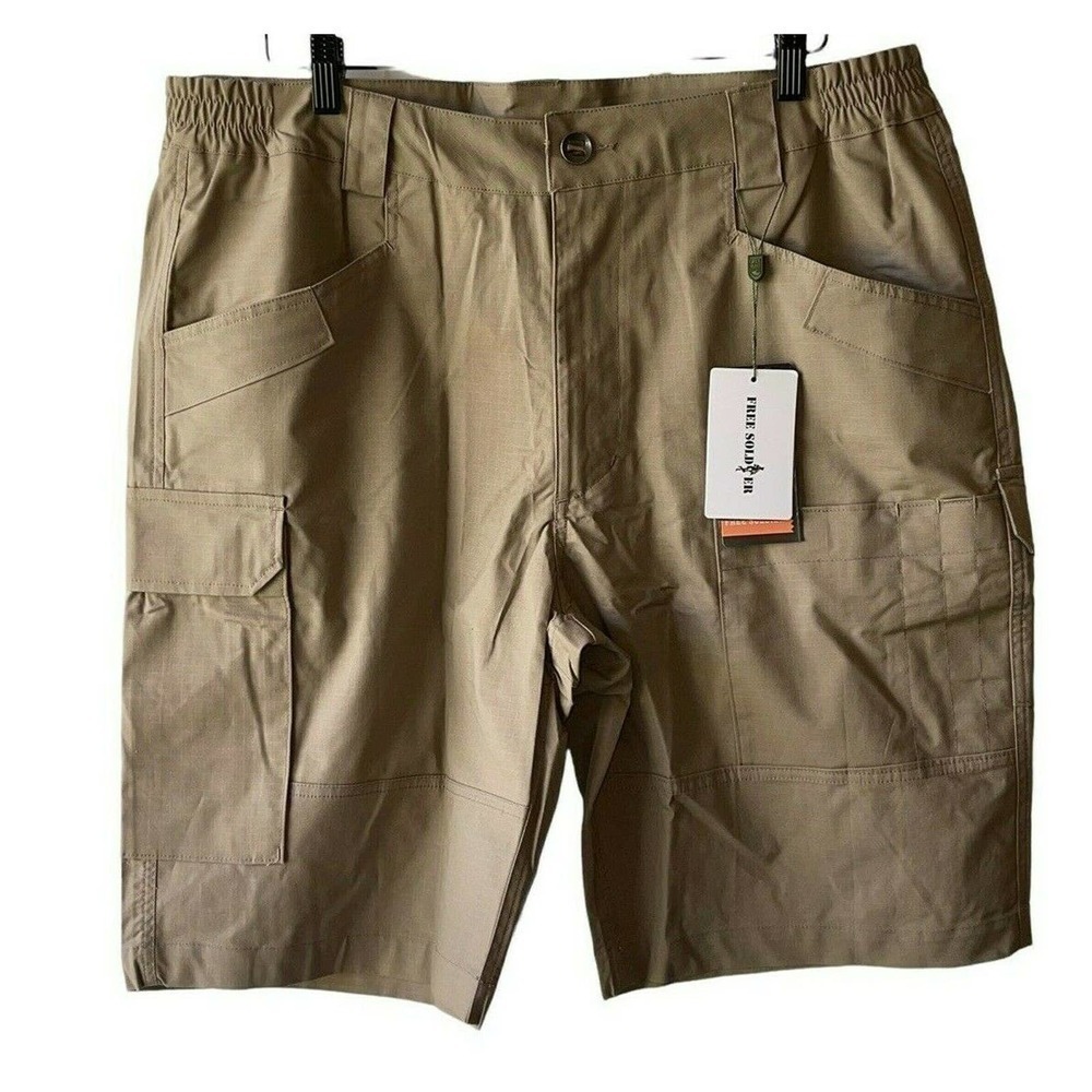Free Soldier Size 36 Khaki Cargo Tactical Rip Stop Shorts - New